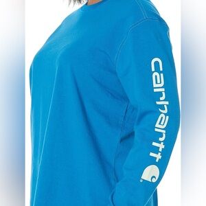 Carhartt Bright Blue Crewneck loose fit long sleeve logo shirt